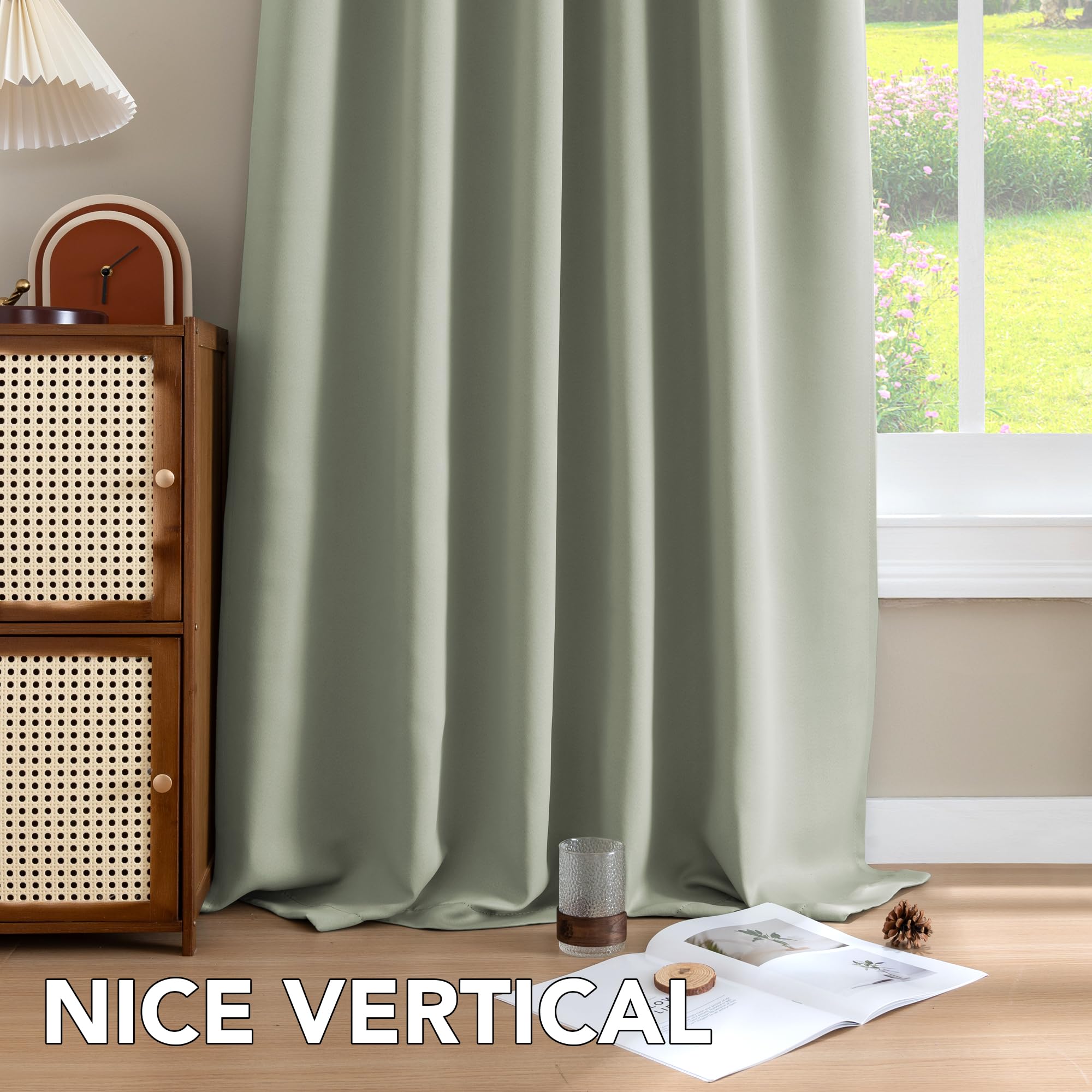 Bagaille CURTAIN ★ GREEN Tenger Home Curtains with Loops and Ruffle Tape, Blackout Curtain
